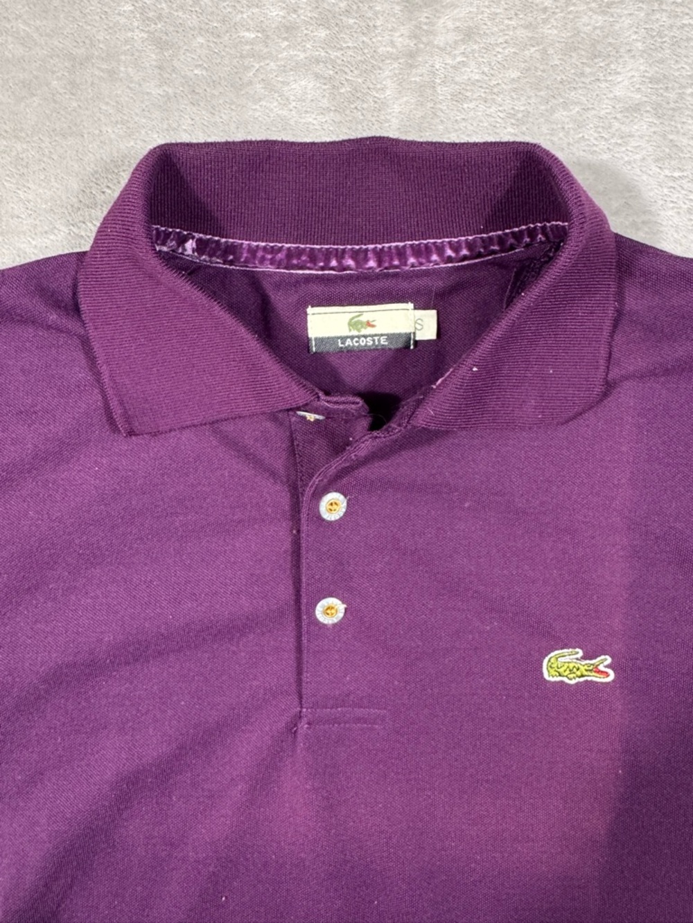 LACOSTE Mens Polo Shirt Size Small Purple Logo Gator